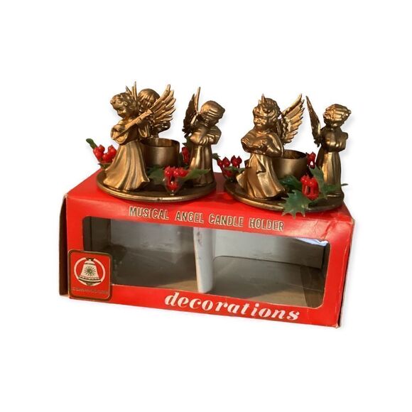 VTG Musical Angels Candleholders - Picture 1 of 9